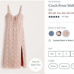 NEW Abercrombie Cinch front Midi dress